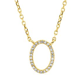Collier Oval aus 750 Gold Gelbgold 26 Diamanten 0,05ct TW-SI L:45cm