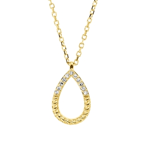 Collier Tropfen aus 750 Gold Gelbgold 11 Diamanten 0,03ct TW-SI L:45cm