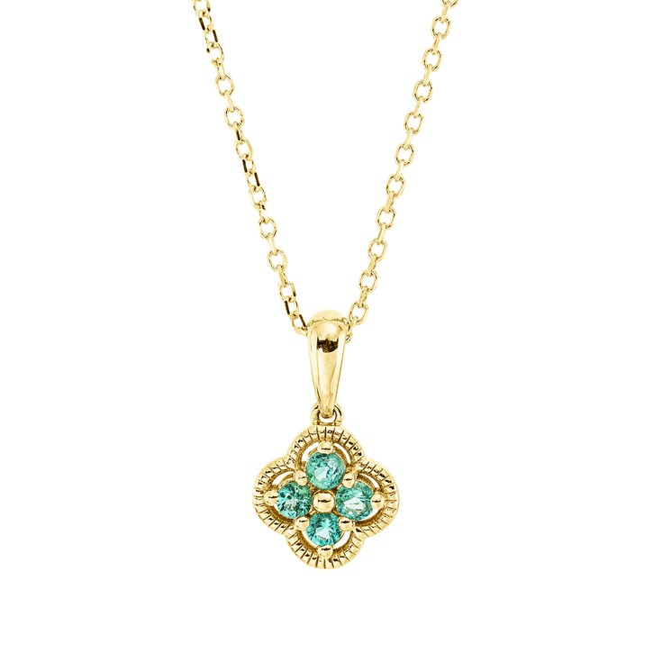 Collier aus 750 Gelbgold 4 Smaragde