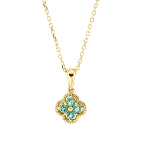 Collier aus 750 Gold Gelbgold 4 Smaragde 0,14ct grün L:45cm