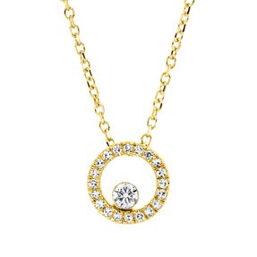 Collier Kreis aus 750 Gelbgold 1 Brillant 0,05ct TW-SI 20 Diamanten 0,06ct TW-SI