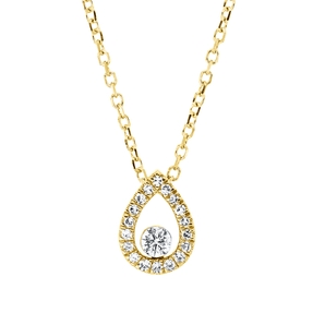 Collier Tropfen aus 750 Gelbgold 1 Brillant 0,05ct TW-SI 18 Diamanten 0,06ct TW-SI