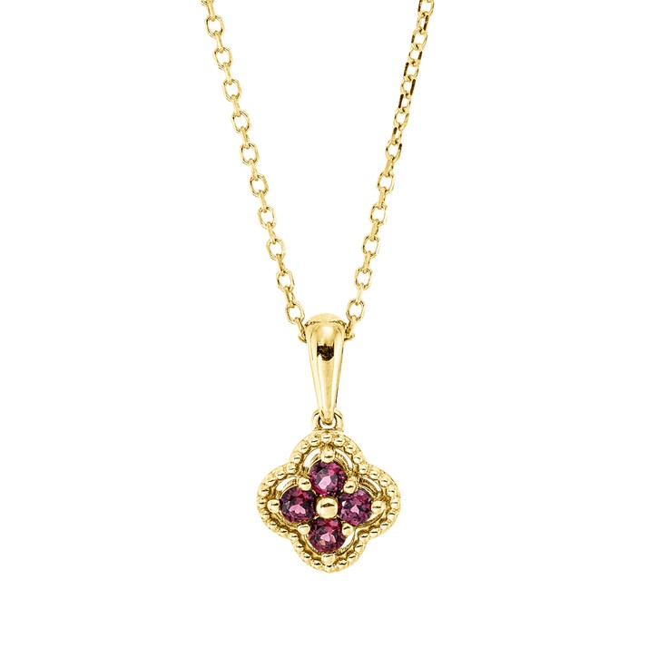 Collier aus 750 Gelbgold 4 Rhodolithe