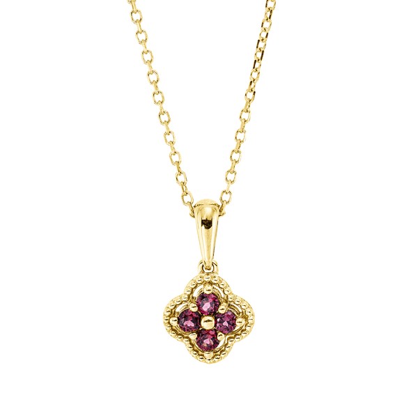 Collier aus 750 Gelbgold 4 Rhodolithe