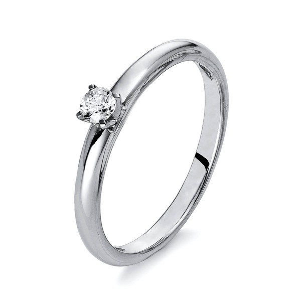 Solitaire Ring aus 750 Weißgold 1 Brillant 0.13ct