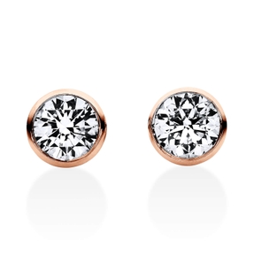 Solitaire Ohrstecker aus 750 Gold Rotgold 2 Brillanten 0,5ct TW-SI V-Zarge