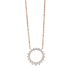 Collier Kreis aus 750 Gold Rotgold 18 Diamanten 0,52ct TW-SI L:45,7cm