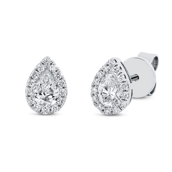 Solitaire Ohrstecker aus 750 Weißgold 30 Brillanten 0.62ct