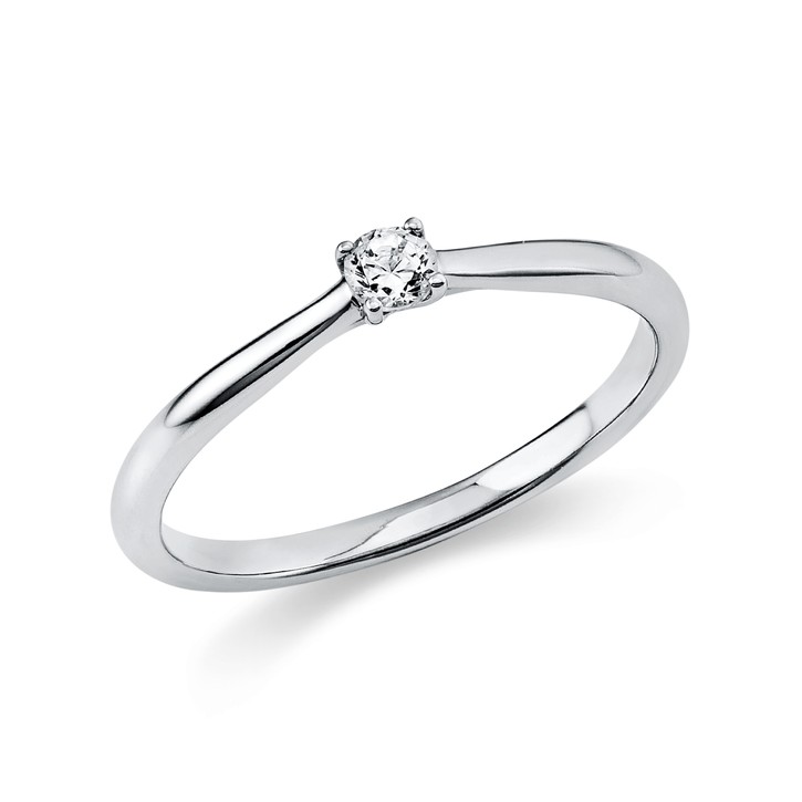 Solitaire Ring aus 750 Weißgold 1 Brillant 0.1ct