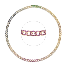 Collier aus 750 Gold Gelbgold 900 Saphire 10,94ct mehrfarbig L:45,7cm Collier aus 750 Gold Gelbgold 900 Saphire 10,94ct mehrfarbig L:45,7cm