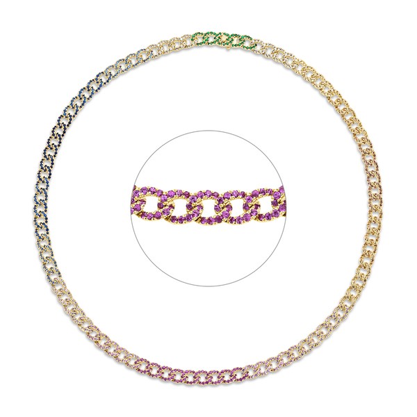 Collier aus 750 Gelbgold 900 Saphire