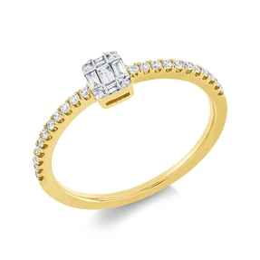 Ring aus 750 Gelbgold 31 Diamanten 0,22ct TW-SI B:3,9mm Fassung rhodiniert
