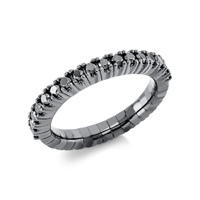 Flex-Ring aus 750 Weißgold schwarz rhodiniert 17 Brillanten 0,53ct schwarz B:3,2mm