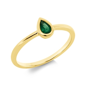 Ring Tropfen aus 750 Gold Gelbgold Smaragd 0,18ct grün B:4,6mm Zarge Ring Tropfen aus 750 Gold Gelbgold Smaragd 0,18ct grün B:4,6mm Zarge