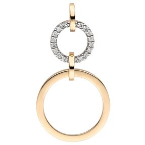 Anhänger Kreise aus 585 Gold Gelbgold mit 18 Diamanten Brillanten 0,09 Ct