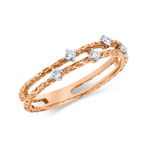 Ring aus 750 Rotgold 5 Brillanten 0,11ct TW-PI B:15,1mm Fassung rhodiniert