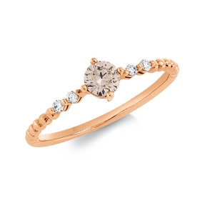 Ring aus 750 Rotgold 4 Brillanten 0,05ct TW-PI 1 Brillant 0,27ct braun B:13,2mm
