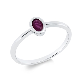 Ring aus 750 Gold Weißgold Rubin 0,27ct rot H:6,6mm