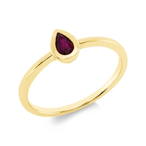 Ring Tropfen aus 750 Gold Gelbgold Rubin 0,24ct rot H:6,6mm Zarge Ring Tropfen aus 750 Gold Gelbgold Rubin 0,24ct rot H:6,6mm Zarge