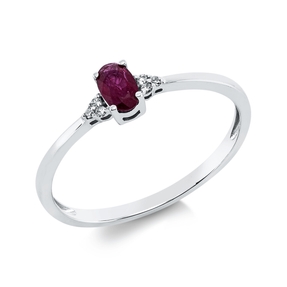 Ring aus 750 Weißgold Rubin 0,43ct rot 6 Brillanten 0,02ct TW-SI B:7,4mm