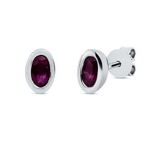 Ohrstecker aus 750 Gold Weißgold 2 Rubine 0,53ct rot 6,3x2,4mm Zarge