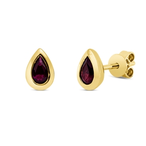 Ohrstecker Tropfen aus 750 Gold Gelbgold 2 Rubine 0,47ct rot 6,5x2,4mm Zarge
