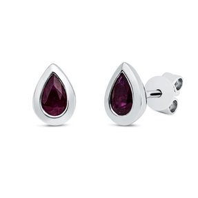 Ohrstecker Tropfen aus 750 Gold Weißgold 2 Rubine 0,5ct rot 6,5x2,4mm Zarge