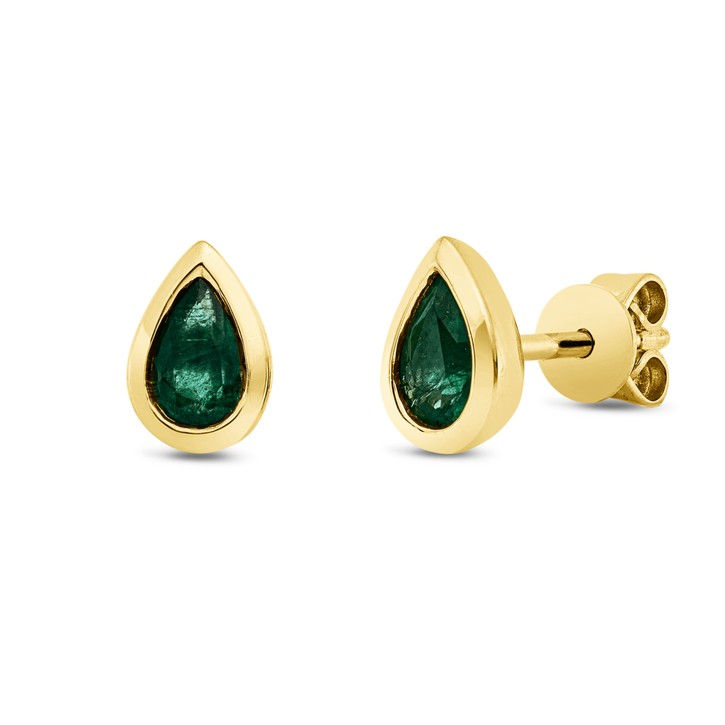 Ohrstecker aus 750 Gelbgold 2 Smaragde