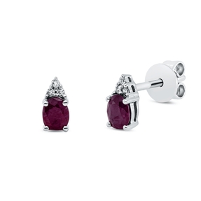 Ohrstecker aus 750 Weißgold 2 Rubine 0,47ct rot 6 Brillanten 0,02ct TW-SI 6,4x3mm