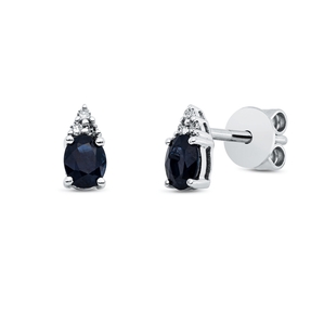 Ohrstecker 750 Weißgold 2 Saphire 0,41ct blau 6 Brillanten 0,02ct TW-SI 6,2x3,1mm