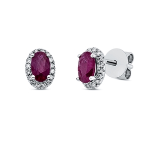 Ohrstecker 750 Weißgold 2 Rubine 0,66ct rot 32 Brillanten 0,1ct TW-SI 6,9x2,7mm