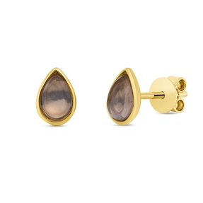 Ohrstecker Tropfen aus 750 Gold Gelbgold 2 Mondsteine 0,77ct 6,9x5mm Zarge
