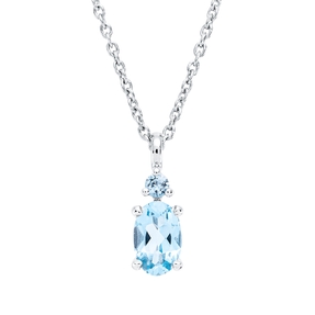 Collier aus 750 Gold Weißgold 2 Topase 0,88ct skyblue L:45cm 4er-Krappe