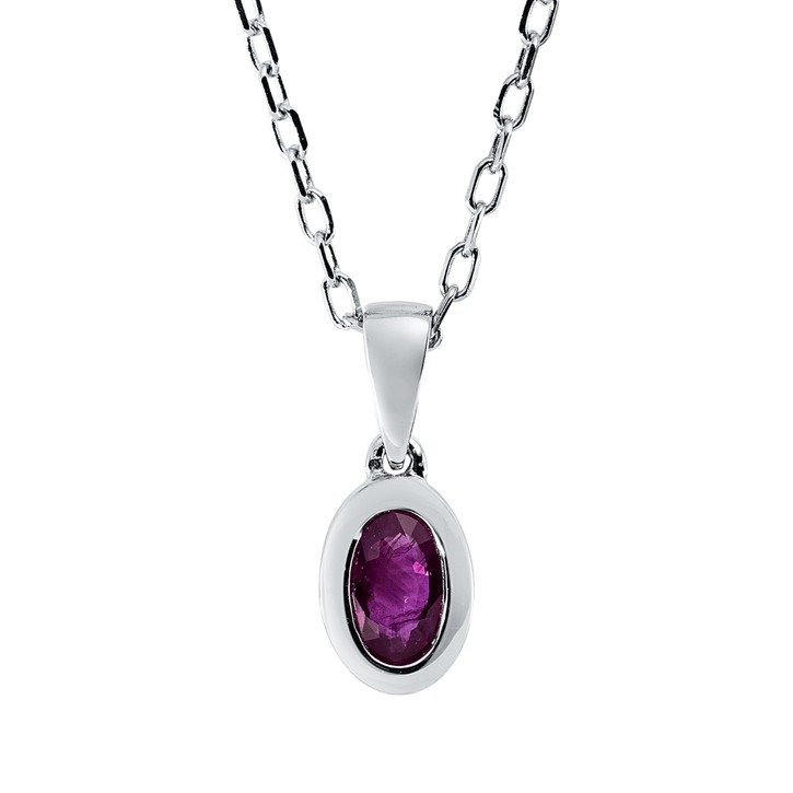 Collier aus 750 Weißgold Rubin