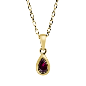 Collier Tropfen aus 750 Gold Gelbgold Rubin 0,31ct rot L:45,9cm Zarge