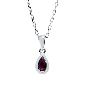 Collier Tropfen aus 750 Gold Weißgold Rubin 0,22ct rot L:45,9cm Zarge
