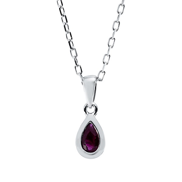 Collier Tropfen aus 750 Weißgold Rubin