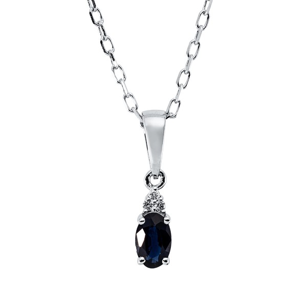 Collier aus 750 Weißgold Saphir 3 Brillanten 0.01ct