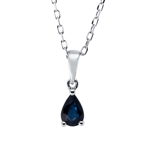 Collier aus 750 Gold Weißgold Saphir 0,49ct blau L:45cm