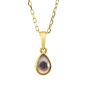 Collier Tropfen aus 750 Gold Gelbgold Mondstein 0,37ct L:45cm Zarge