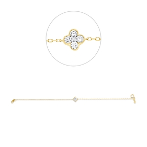 Armband aus 750 Gelbgold 4 Brillanten 0,23ct TW-SI 1 Brillant 0,01ct TW-SI L:17,8cm
