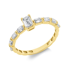 Ring aus 750 Gold Gelbgold 9 Diamanten 0,92ct TW-SI B:5mm