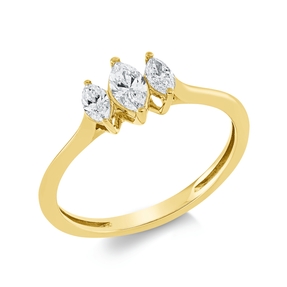 Ring aus 750 Gold Gelbgold 3 Diamanten 0,37ct TW-SI B:6,5mm Ring aus 750 Gold Gelbgold 3 Diamanten 0,37ct TW-SI B:6,5mm