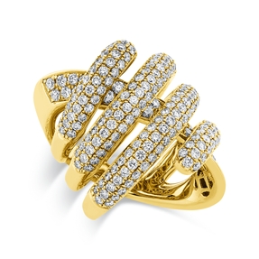 Pavé Ring aus 750 Gold Gelbgold 244 Brillanten 4,06ct TW-VSI B:24,8mm