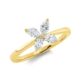 Ring aus 750 Gelbgold 4 Diamanten Navette-Schliff 0,5ct TW-VSI/SI B:7,8mm Ring aus 750 Gelbgold 4 Diamanten Navette-Schliff 0,5ct TW-VSI/SI B:7,8mm