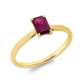 Ring aus 750 Gold Gelbgold Rubin 0,73ct rot B:6,5mm 4er-Krappe