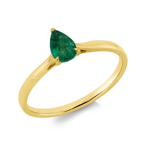 Ring Tropfen aus 750 Gold Gelbgold Smaragd 0,37ct grün B:6,5mm 3er-Krappe