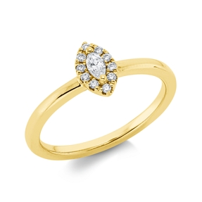 Ring aus 750 Gold Gelbgold 11 Diamanten 0,15ct TW-SI B:7,9mm