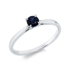 Ring aus 750 Gold Weißgold Saphir 0,37ct blau B:4,4mm