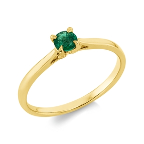 Ring aus 750 Gold Gelbgold Smaragd 0,24ct grün B:4,1mm 4er-Krappe